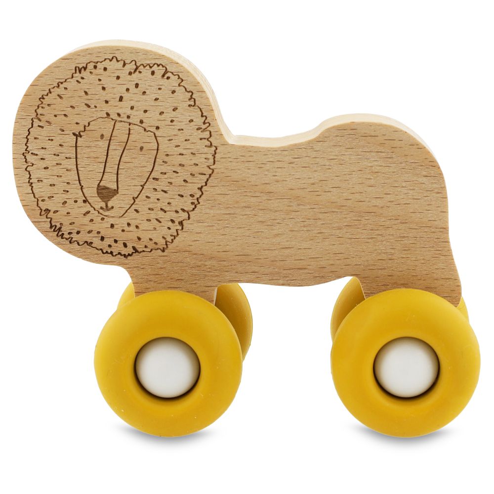Trixie - Wooden Animal Cars With Silicone Wheels - Mr. Lion
