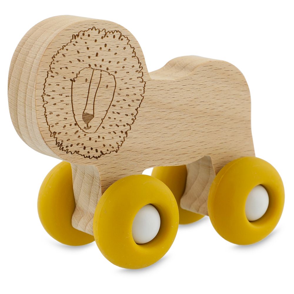 Trixie - Wooden Animal Cars With Silicone Wheels - Mr. Lion