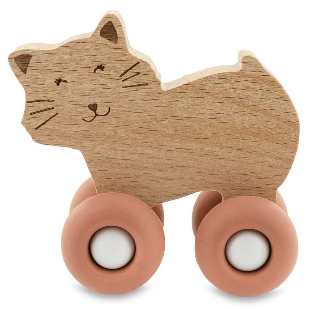 Trixie - Wooden Animal Cars With Silicone Wheels - Mrs. Cat