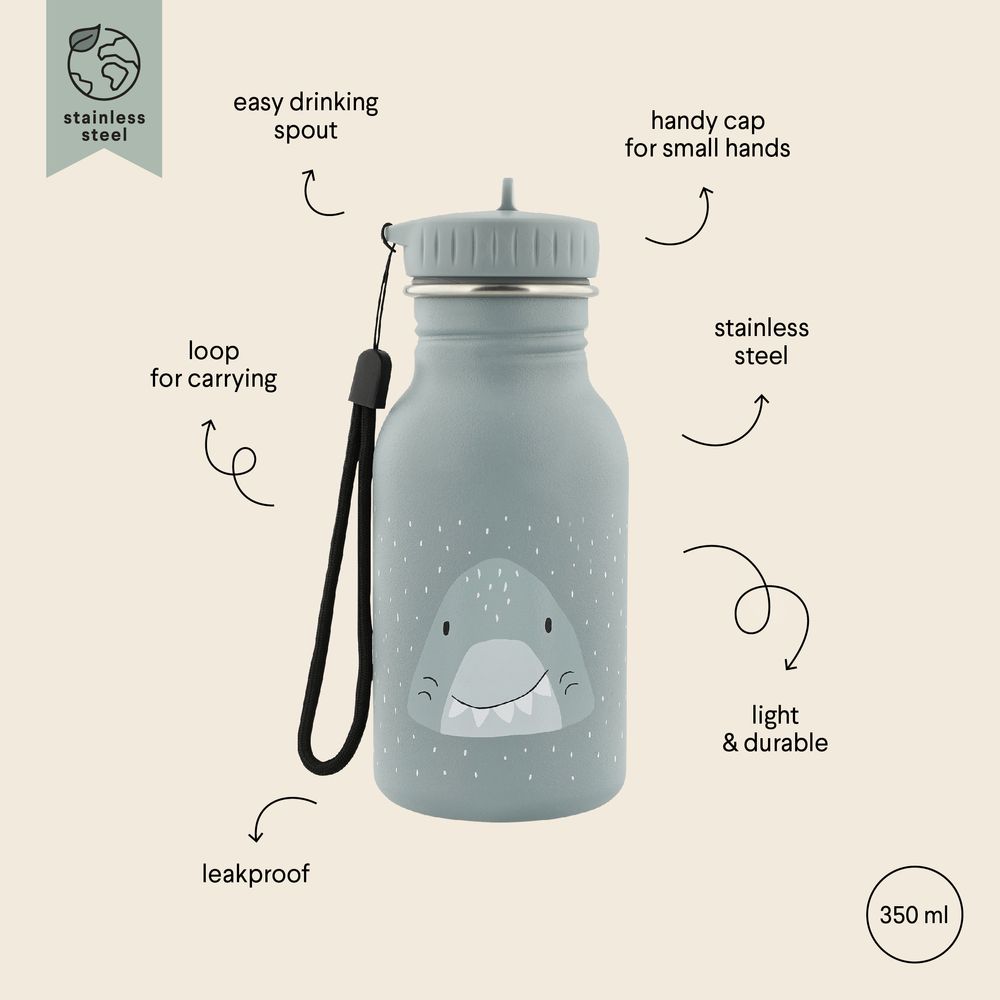 Trixie - Stainless Steel Water Bottle - Mr. Shark - 350ml