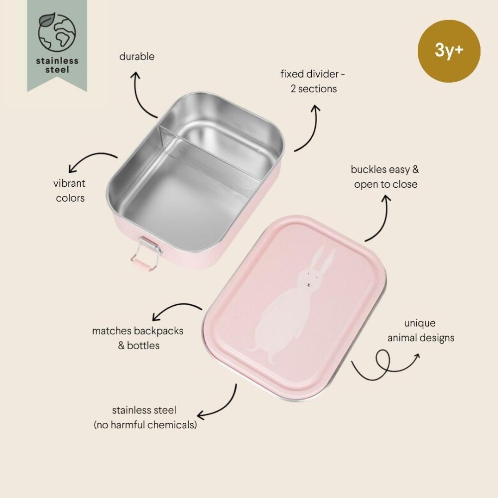 Trixie - Stainless Steel Lunch Box Large - 2 - Compartment - Mrs. Rabbit