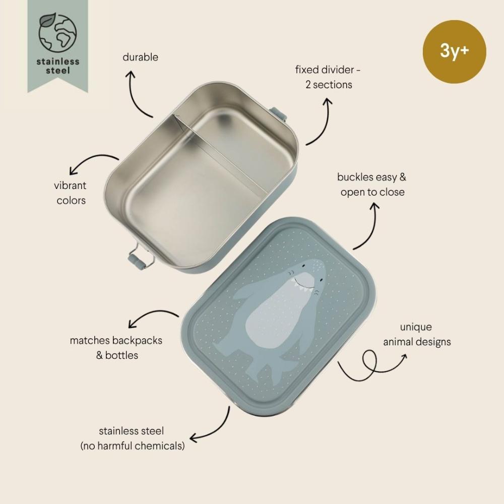 Trixie - Stainless Steel Lunch Box Large - 2 - Compartment - Mr. Shark