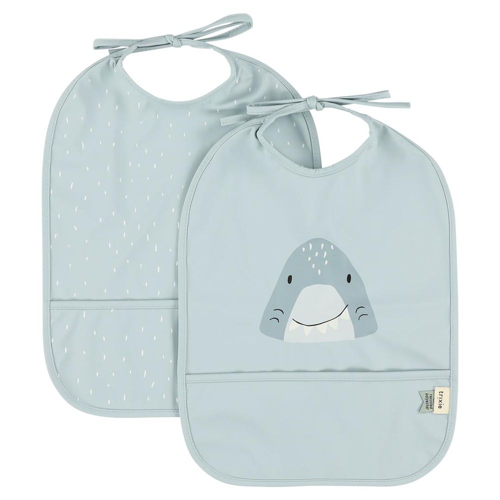 Trixie Baby Waterproof Bib - Mr. Shark - Light Blue - Pack of 2