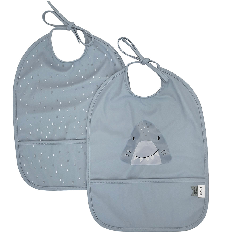 Trixie Baby Waterproof Bib - Mr. Shark - Light Blue - Pack of 2