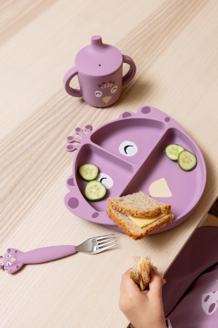 Trixie - Baby's Silicone Divided Plate With Suction - Mrs. Peacock