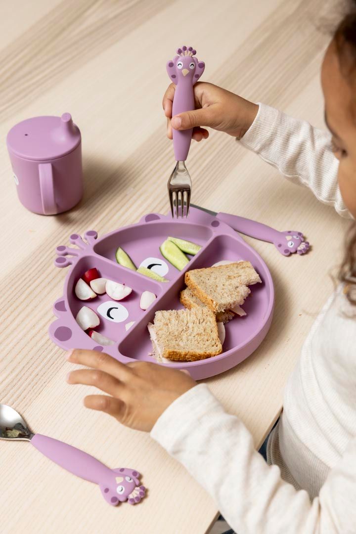 Trixie - Baby's Silicone Divided Plate With Suction - Mrs. Peacock