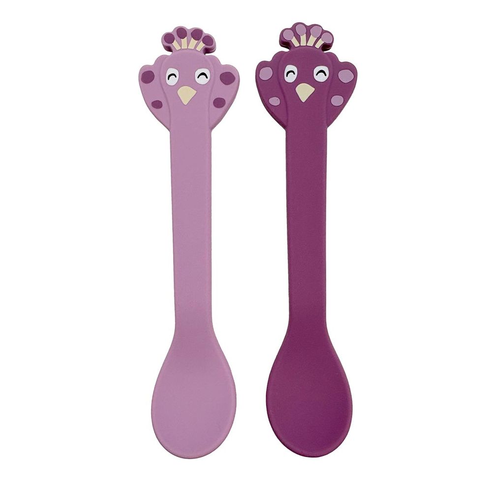Trixie - Baby's Silicone Feeding Spoon Set - Mrs. Peacock - 2 Pcs