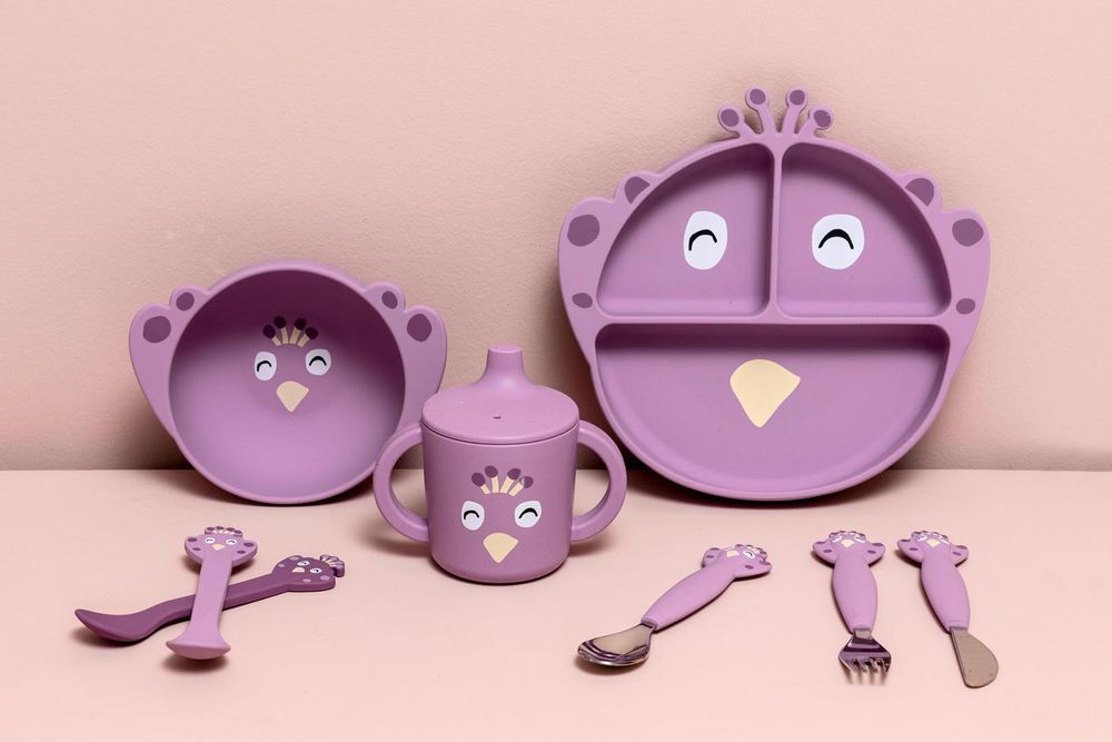 Trixie - Baby's Silicone Feeding Spoon Set - Mrs. Peacock - 2 Pcs