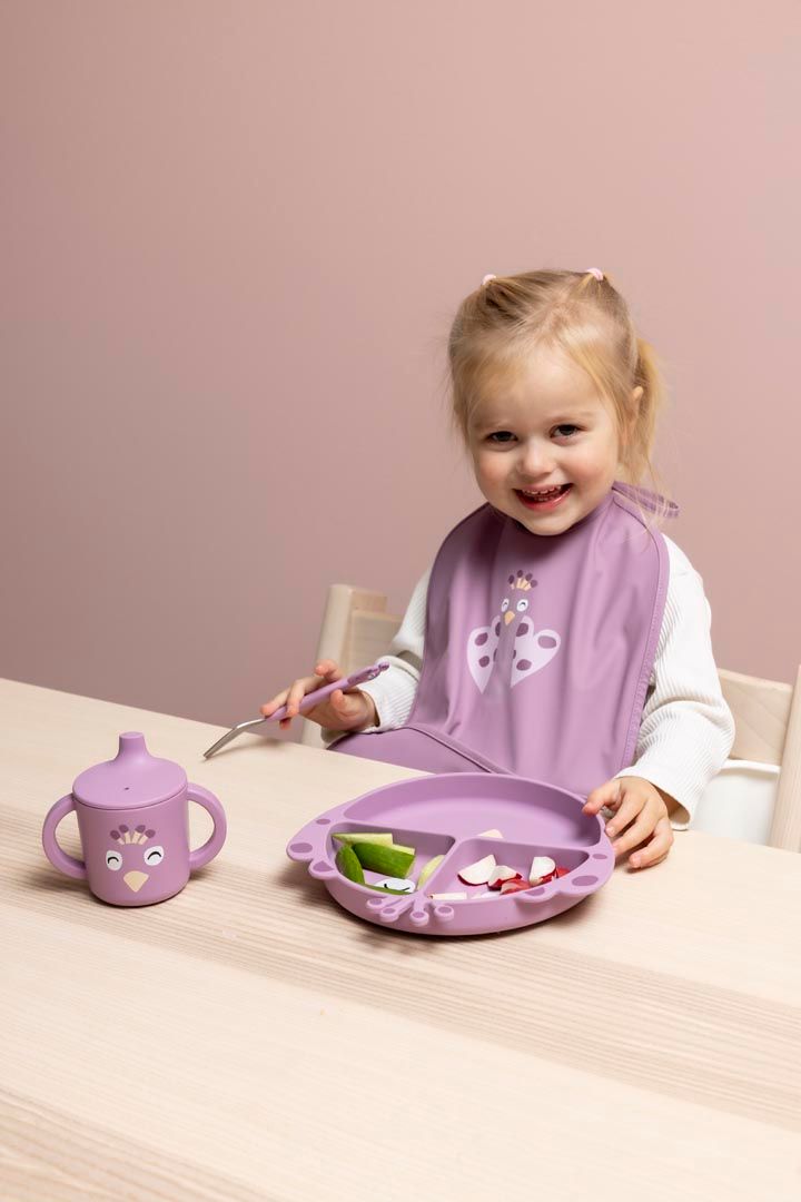 Trixie - Baby's Waterproof Bib With Pocket - Mrs. Peacock - 2 Pcs
