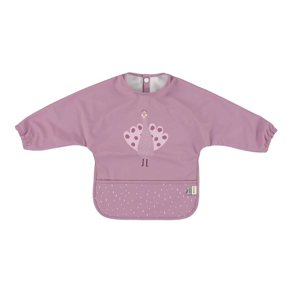 Trixie - Baby's Waterproof Long Sleeves Bib With Pocket - Mrs. Peacock