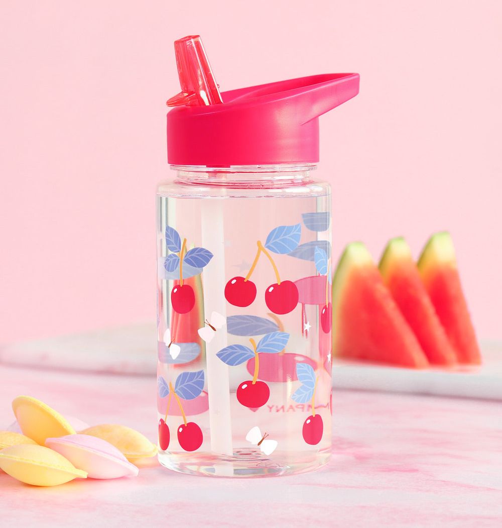 A little Lovely Company - Kids Water Bottle - Cherries - 450 ml