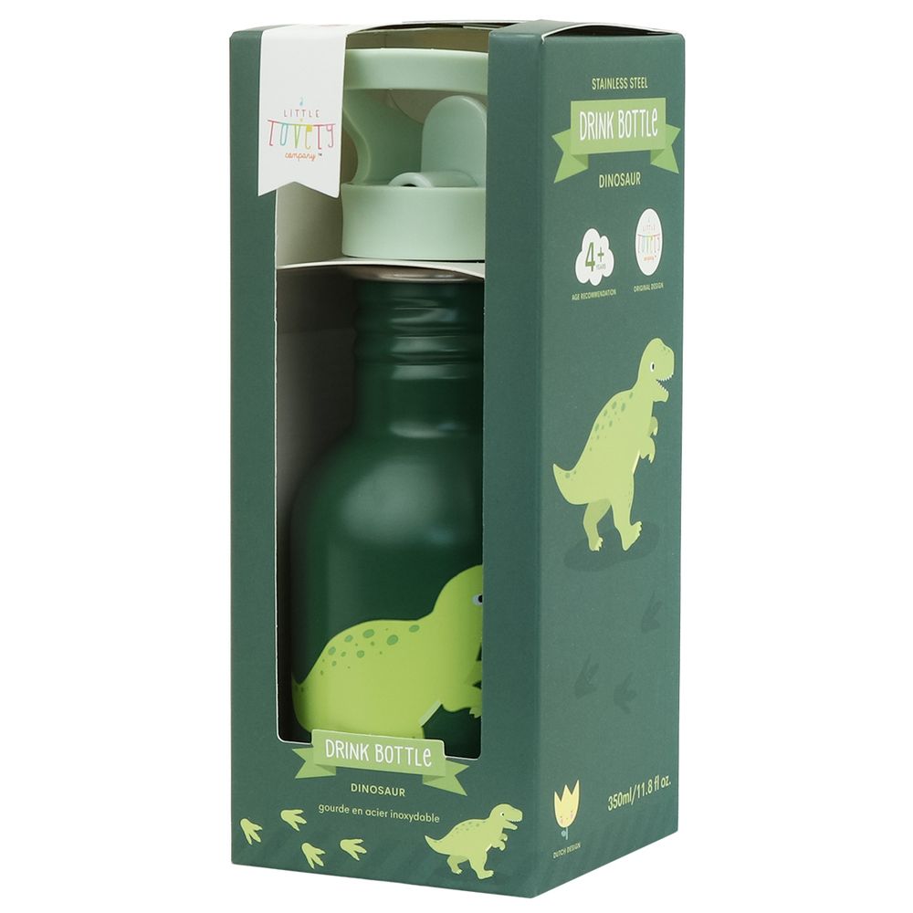 A Little Lovely Company - Stainless Steel Drinking Bottle - Dinosaur - 350 ml