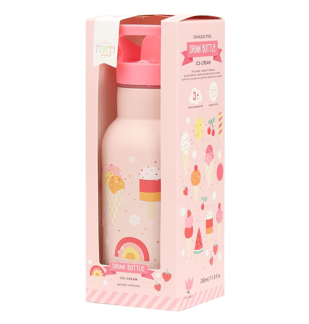 A little Lovely Company - Stainless Steel Water Bottle - 350ml - Ice Cream