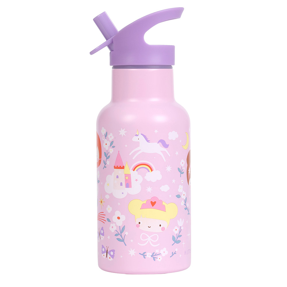 A Little Lovely Company - Double Wall Insulated Stainless Steel Water Bottle - Princesses - 350 ml