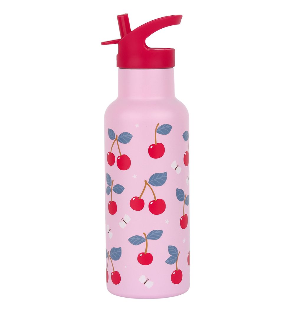 A Little Lovely Company - Stainless Steel Water Bottle - Cherries - 500ml