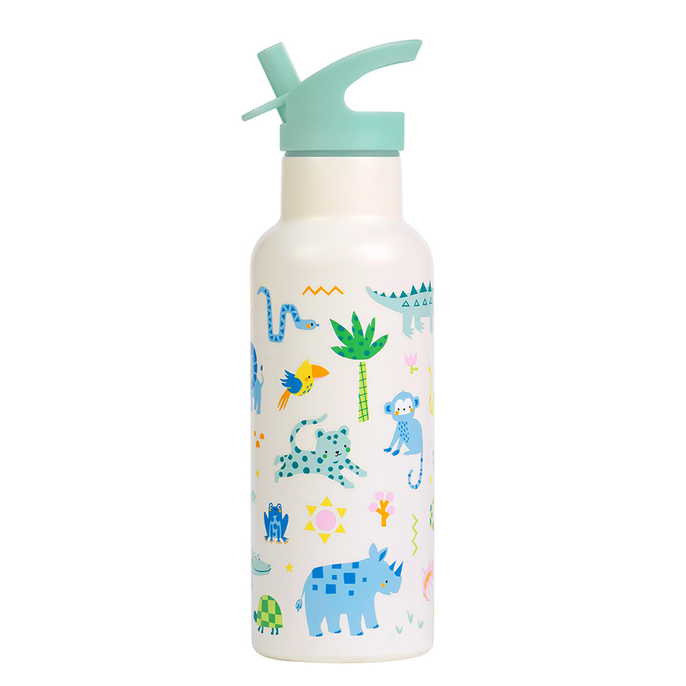 A Little Lovely Company - Double Wall Insulated Stainless Steel Water Bottle - Jungle - 500 ml