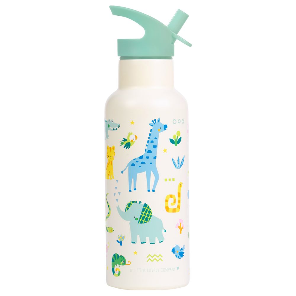 A Little Lovely Company - Double Wall Insulated Stainless Steel Water Bottle - Jungle - 500 ml