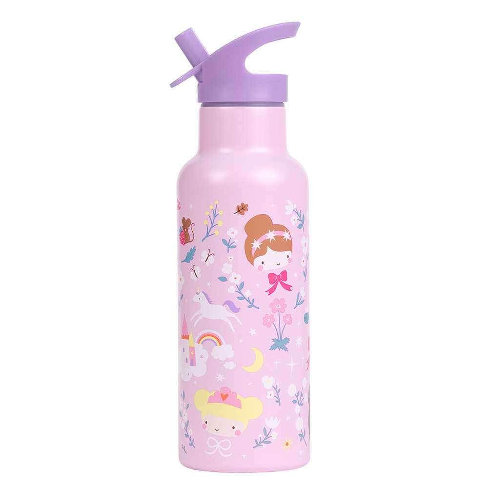 A Little Lovely Company - Double Wall Insulated Stainless Steel Water Bottle - Princesses - 500 ml