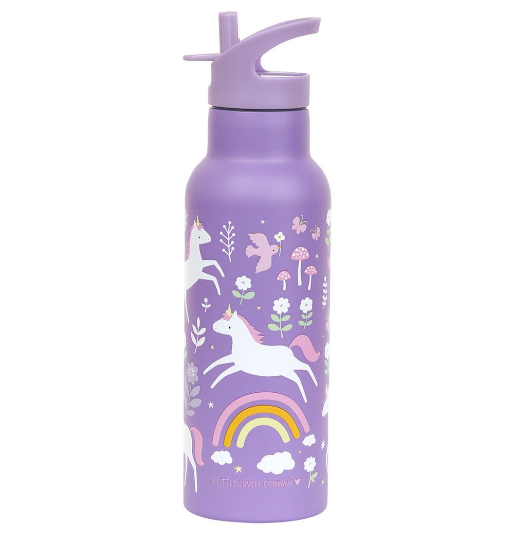 A Little Lovely Company - Stainless Steel Water Bottle - Unicorn Dreams - 500ml
