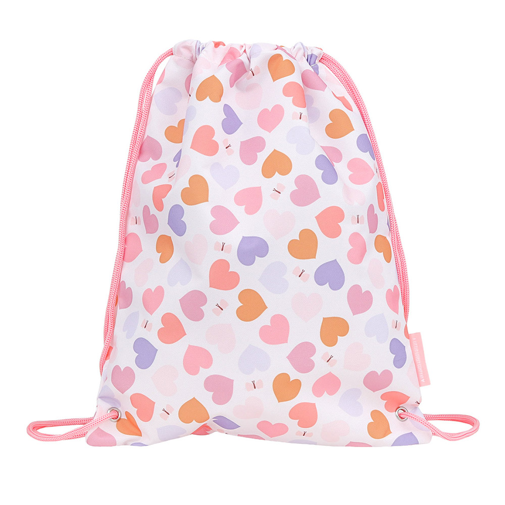 A Little Lovely Company - Kids Drawstring Bag - Hearts - 16-Inch
