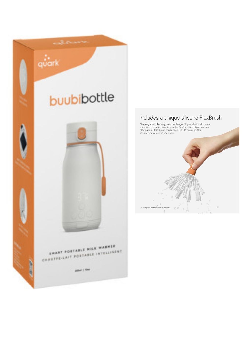 Quark - Newborn BuubiBottle Milk Warmer & Bottles Value Bundle - Multicolor - 3 Pcs