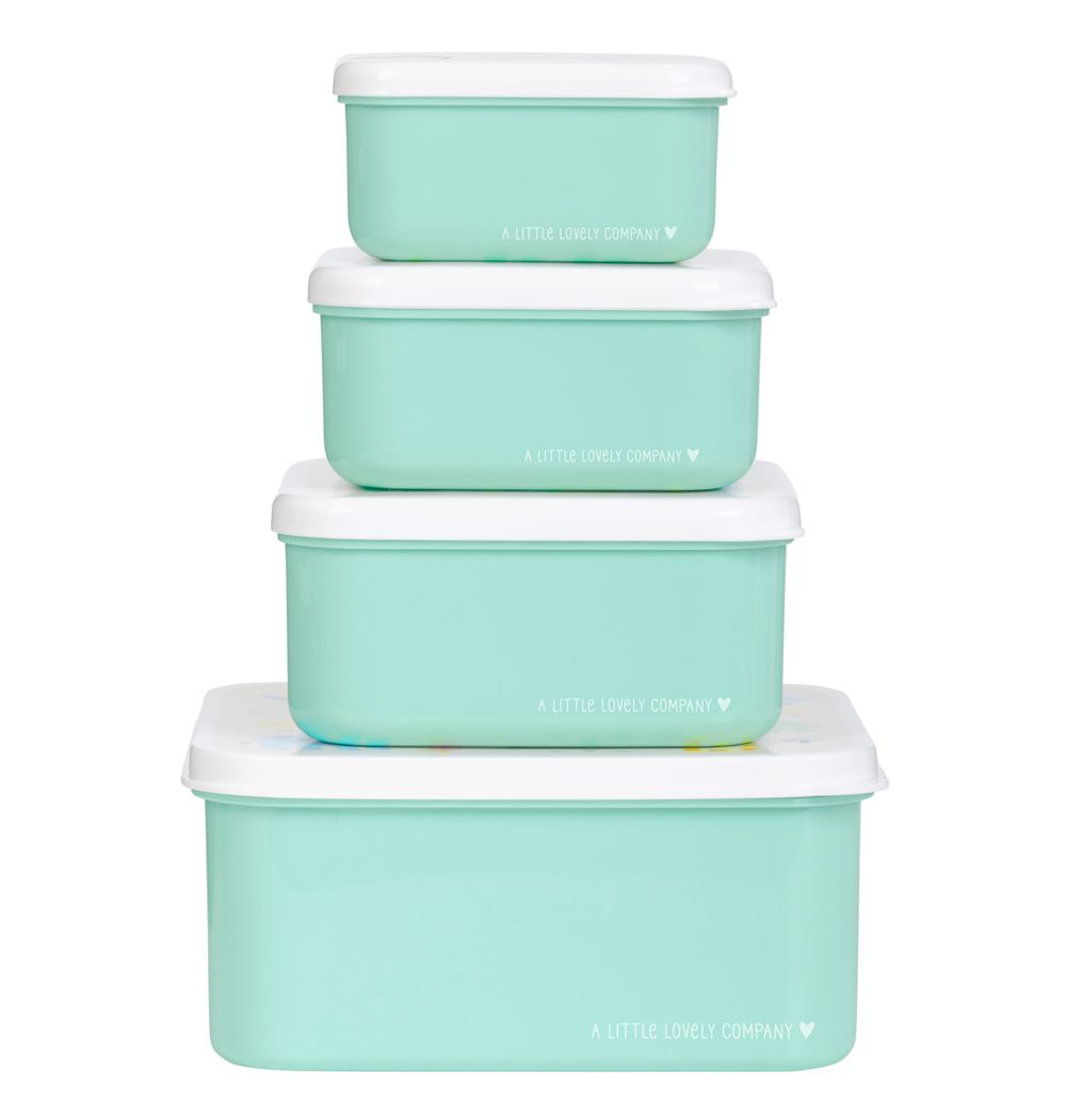 A Little Lovely Company - Lunch And Snack Box - Jungle - 4 Pc Set