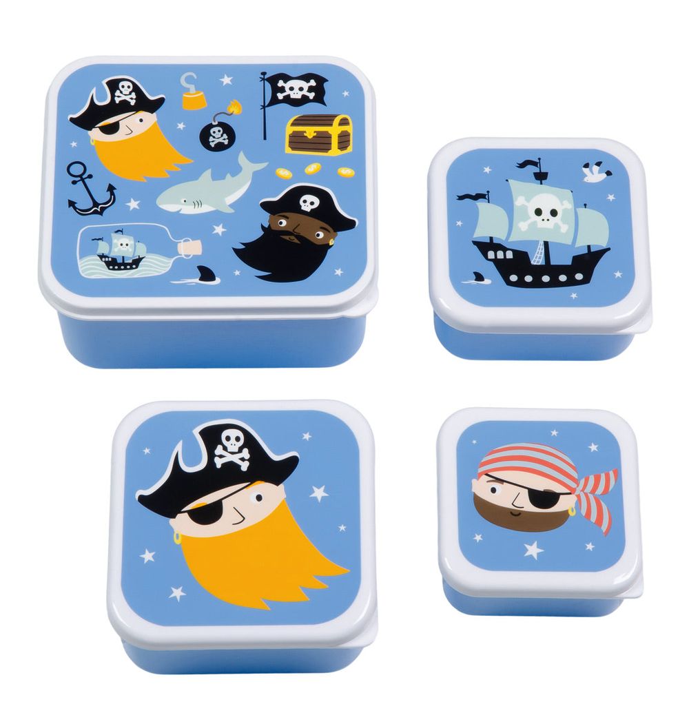 A Little Lovely Company - Lunch & Snack Box Set - Pirates - 4 Pcs