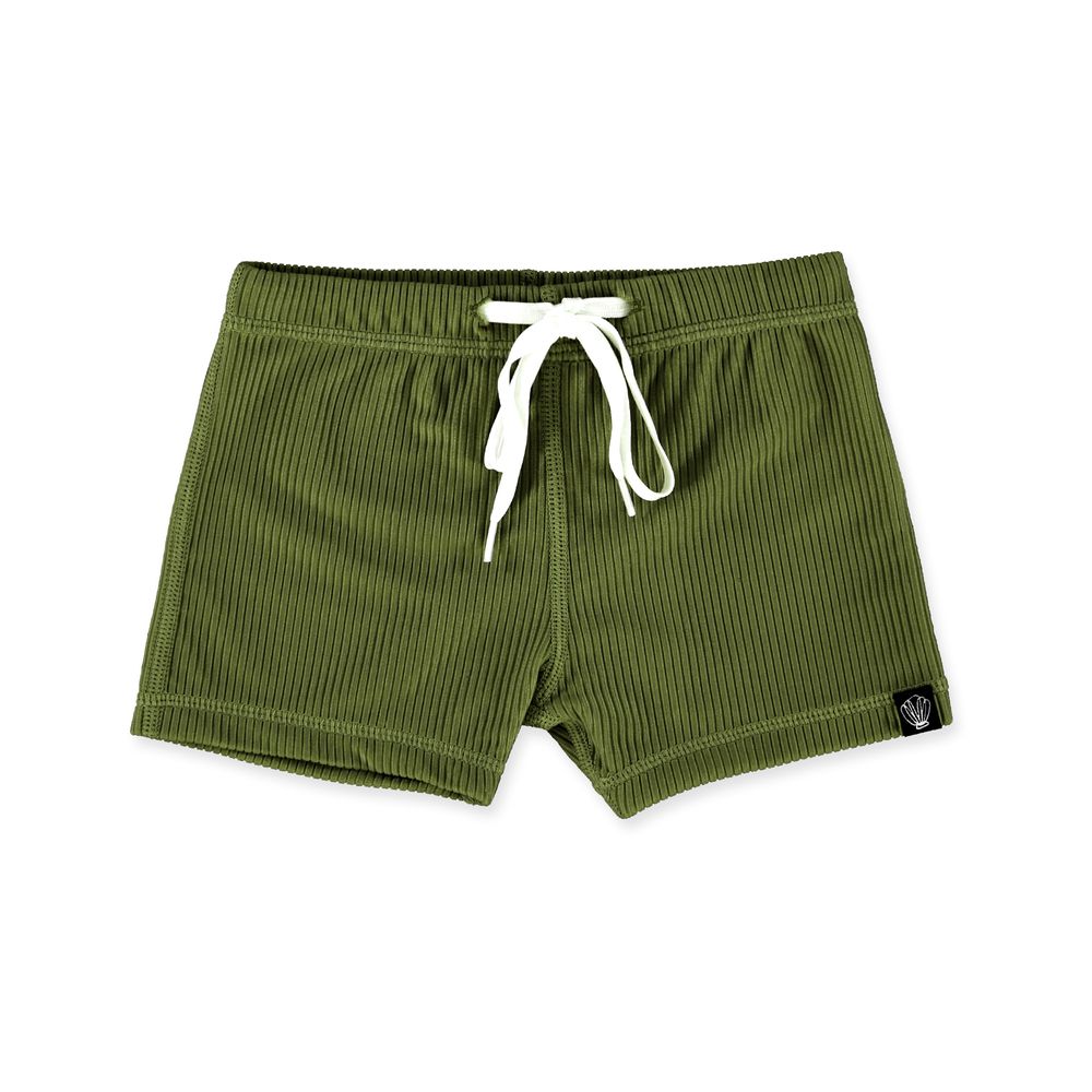Beach & Bandits Ribbed Swim Shorts - Pesto