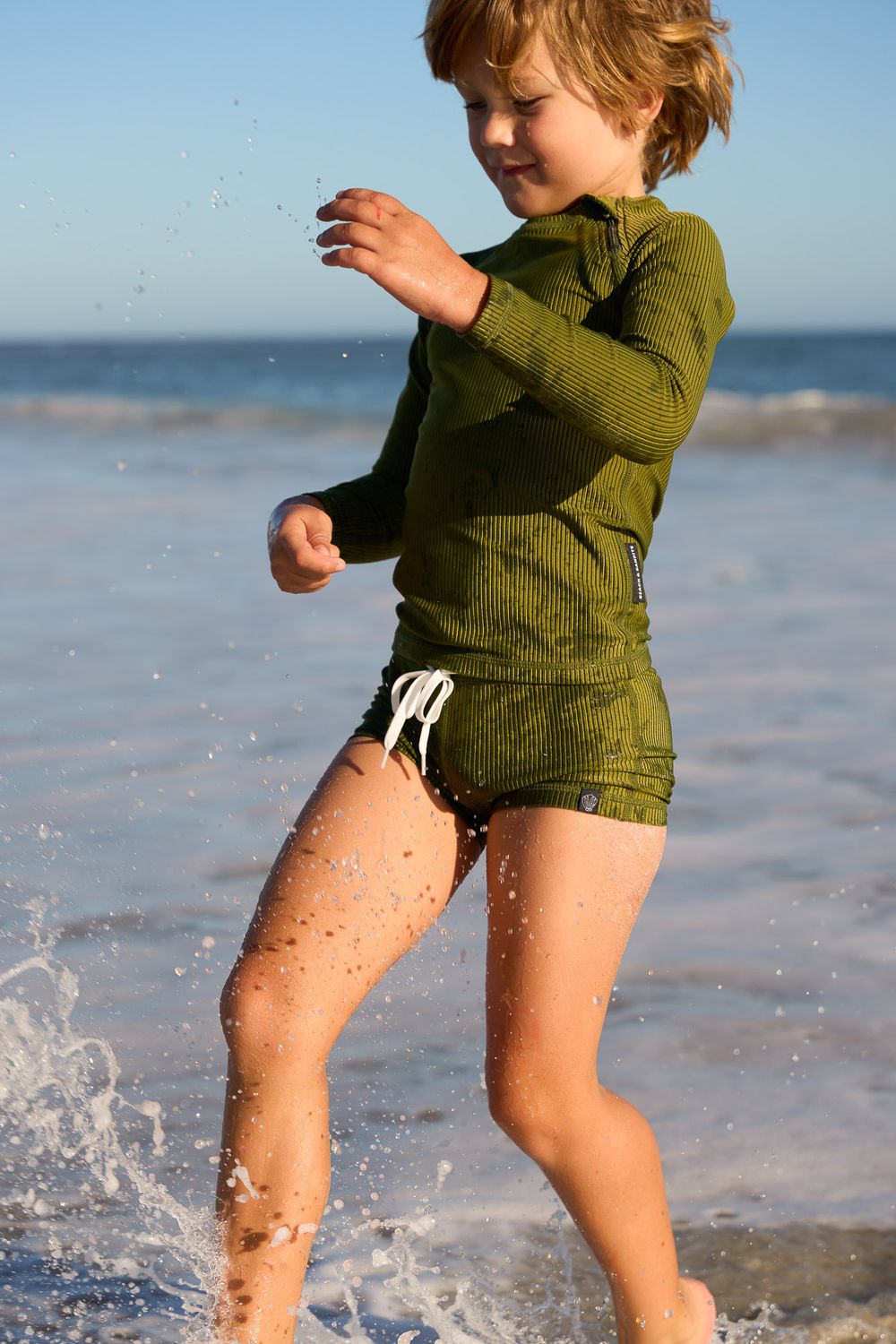 Beach & Bandits Ribbed Swim Shorts - Pesto