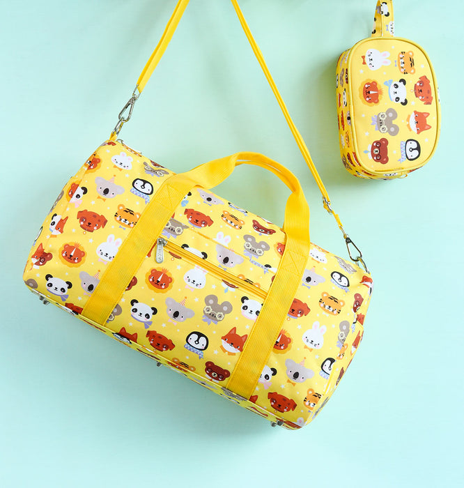A little Lovely Company - Animal Friends Printed Travel Bag - Yellow