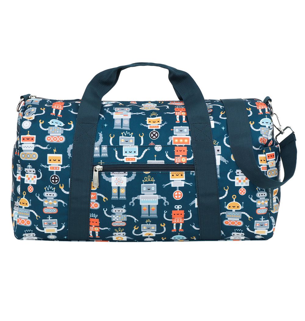 A little Lovely Company - Robots Print Kids Travel Bag - Light Blue - 26 L