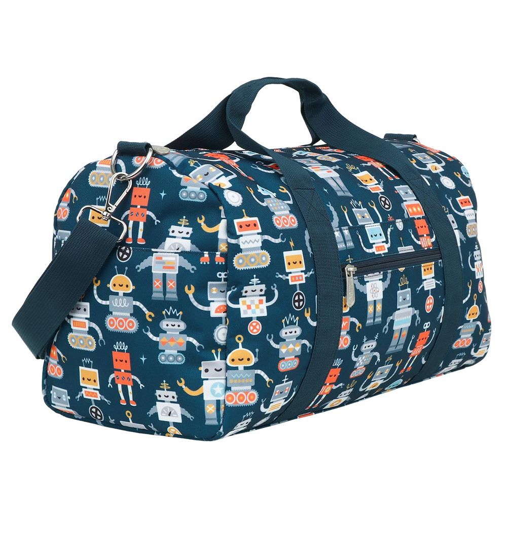 A little Lovely Company - Robots Print Kids Travel Bag - Light Blue - 26 L