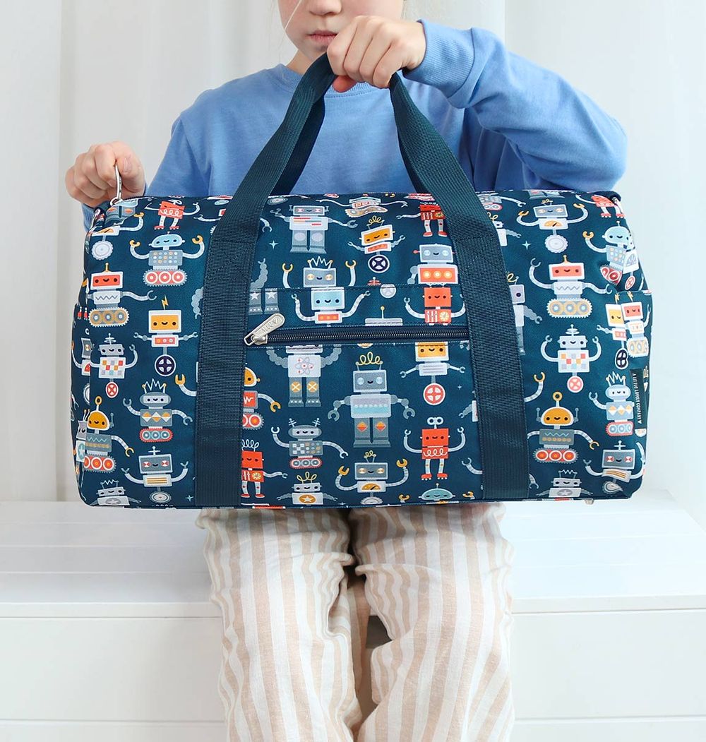 A little Lovely Company - Robots Print Kids Travel Bag - Light Blue - 26 L