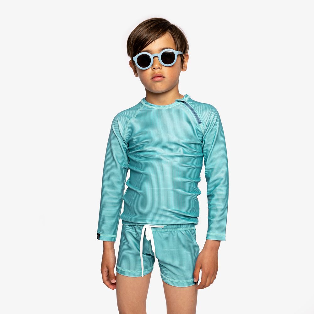 Beach & Bandits Ribbed Long Sleeve Swim T-Shirt - Coastal