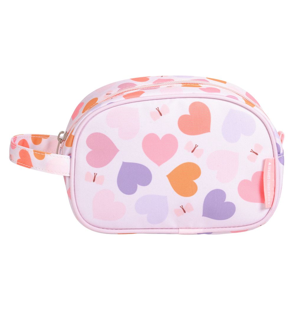 A little Lovely Company - Heart Print Kids Toiletry Bag - Light Pink