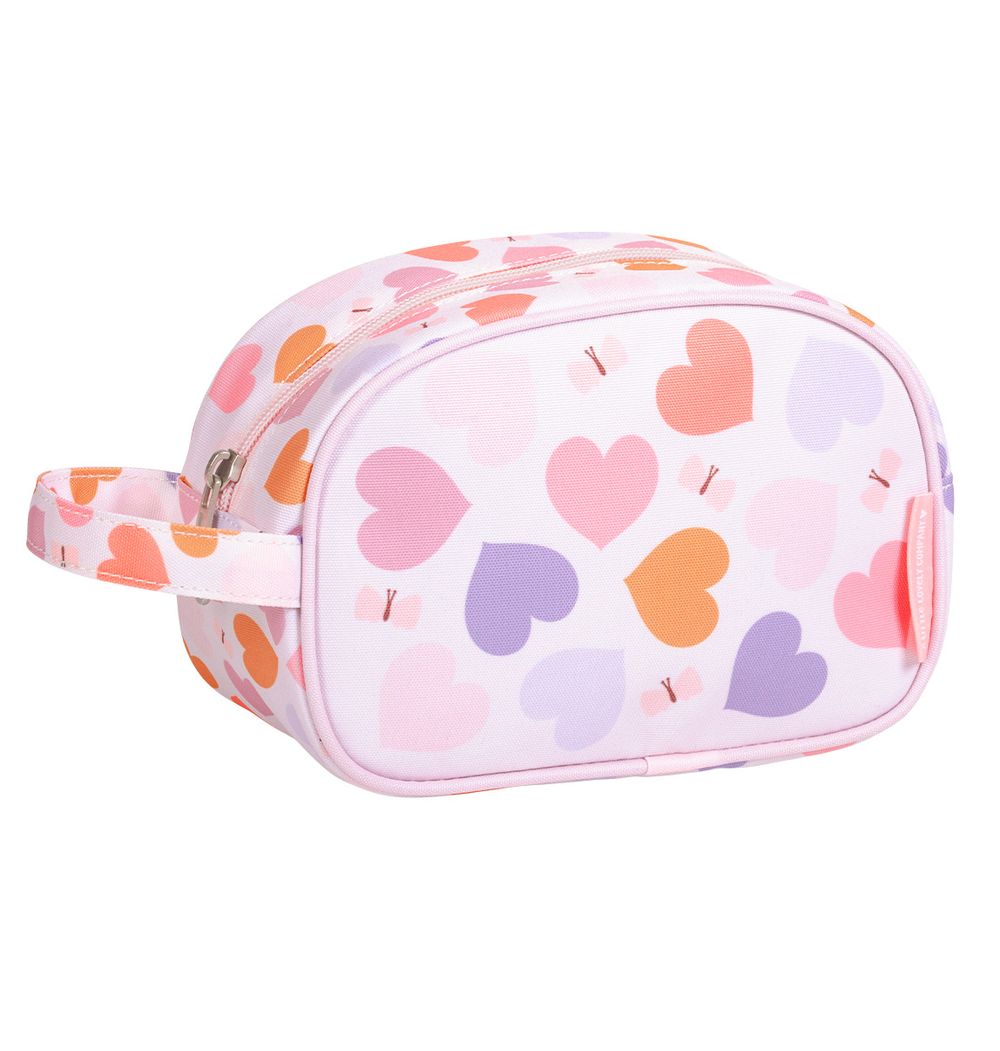 A little Lovely Company - Heart Print Kids Toiletry Bag - Light Pink