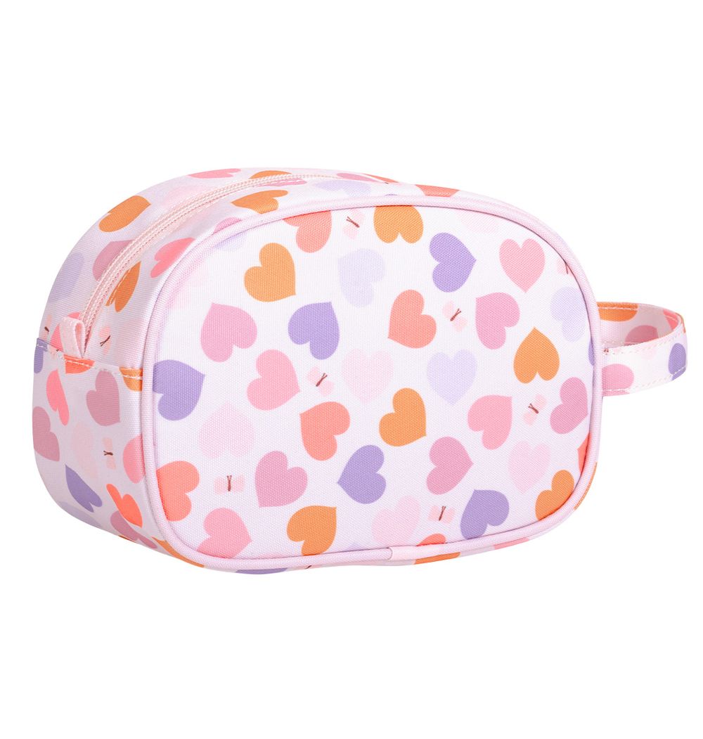 A little Lovely Company - Heart Print Kids Toiletry Bag - Light Pink