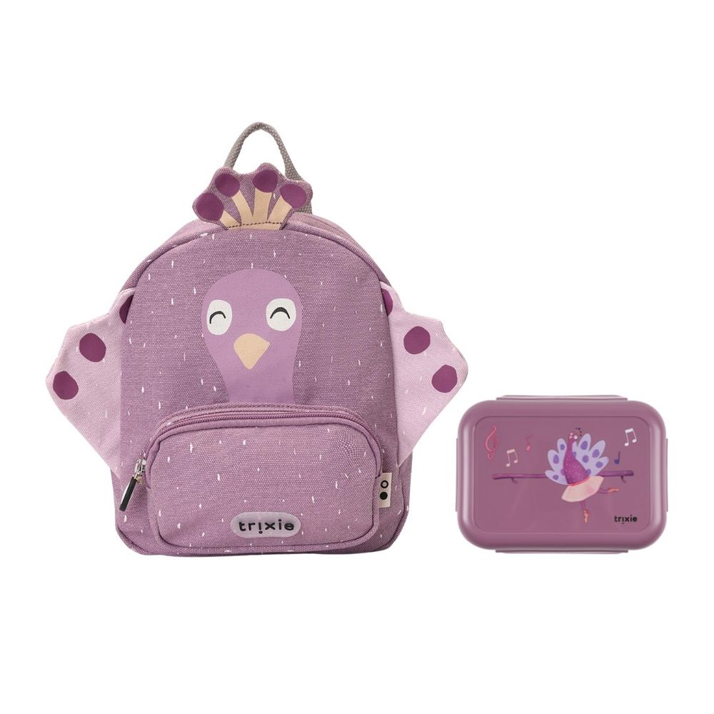 Trixie - Mrs. Peacock School Backpack & Lunch Box Set - Lilac - 12-Inch