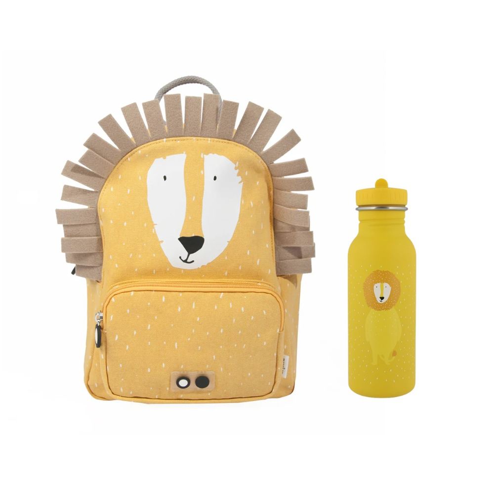 Trixie - School Backpack And Stainless Steel Bottle Set - Mr. Lion - 12-Inch