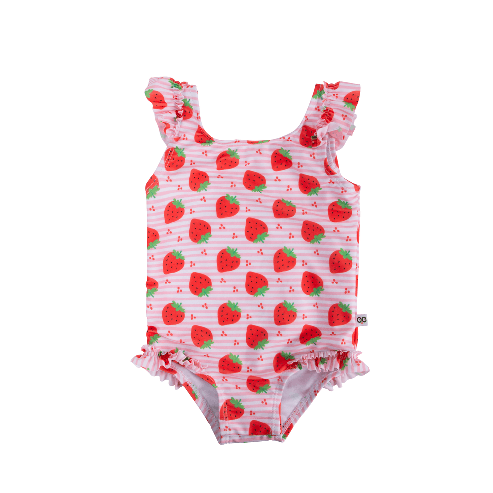 Zoocchini Baby Ruffled Swim Suit Strawberry - Pink