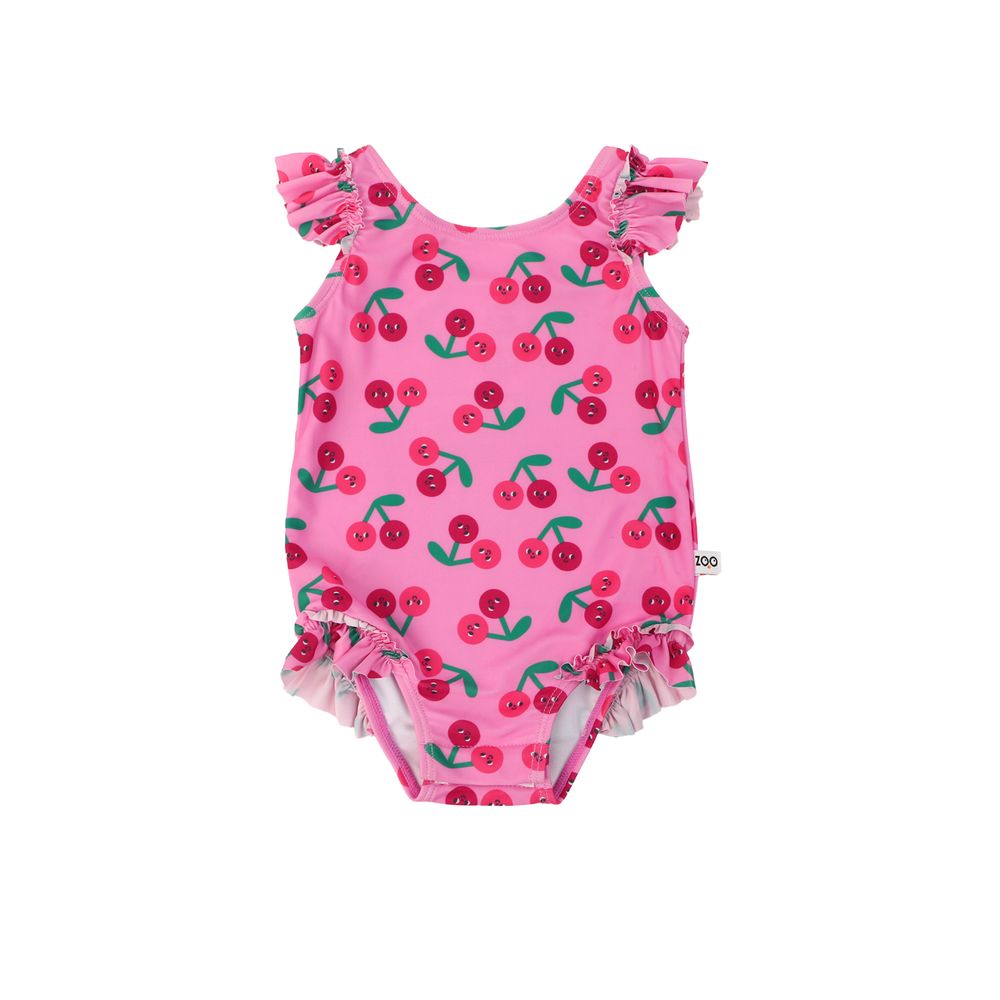 Zoocchini Ruffled UPF 50+ Cherry Swimsuit