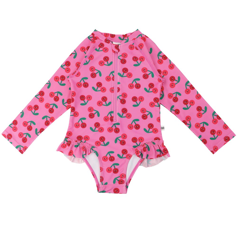 Zoocchini Girl's Long Sleeve UPF 50+ Cherry Swimsuit