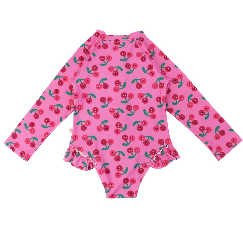 Zoocchini Girl's Long Sleeve UPF 50+ Cherry Swimsuit