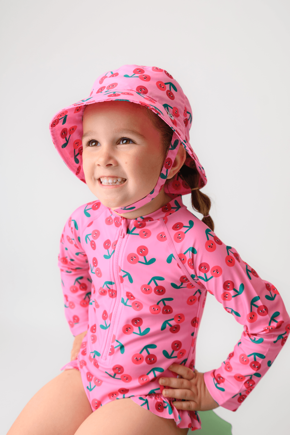 Zoocchini Girl's Long Sleeve UPF 50+ Cherry Swimsuit