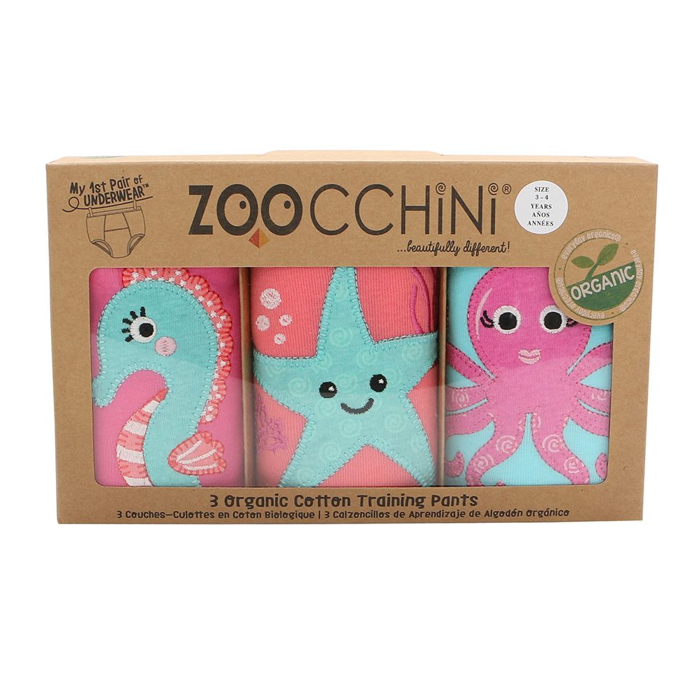 Zoocchini - Toddler Organic Potty Training Pants - Ocean Gals - Pack of 3_3-4 yrs
