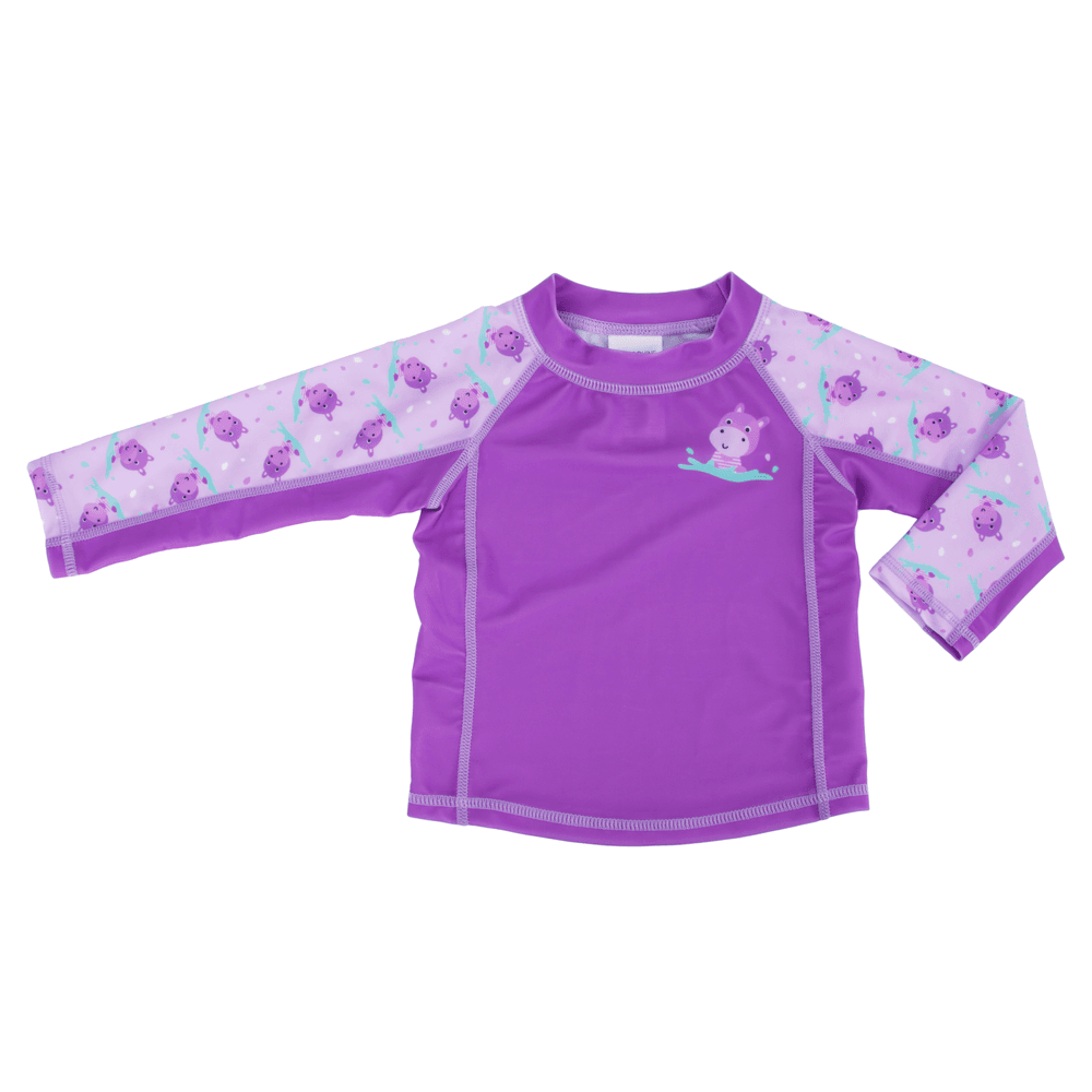 Zoocchini Baby Swim Set Rash Guard Top, Swim Diaper & Sun Hat - Hippo