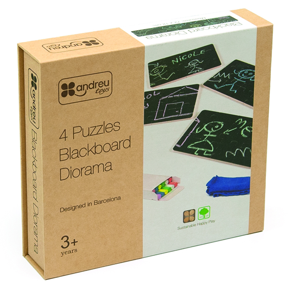 Andreu Toys - 4 Puzzles Blackboard Diorama