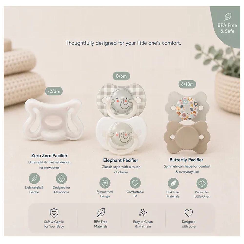 Suavinex - Physiological Baby Pacifier Bundle - Zero Zero Soother 0-2M With Night Pacifier Stages 0-6M And 6-18M