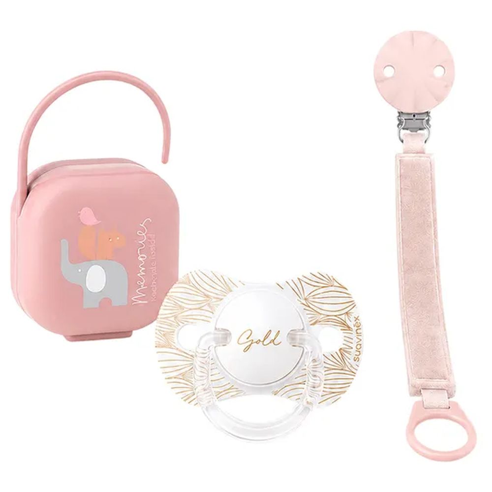 Suavinex - Premium Baby Pacifier Essentials Set - 0-6M Pacifier, Pacifier Clip With Ribbon And Pacifier Holder