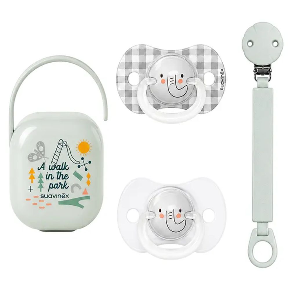 Suavinex - Baby Pacifier Essentials Set - Night Pacifier, Pacifier Clip With Ribbon And Pacifier Holder